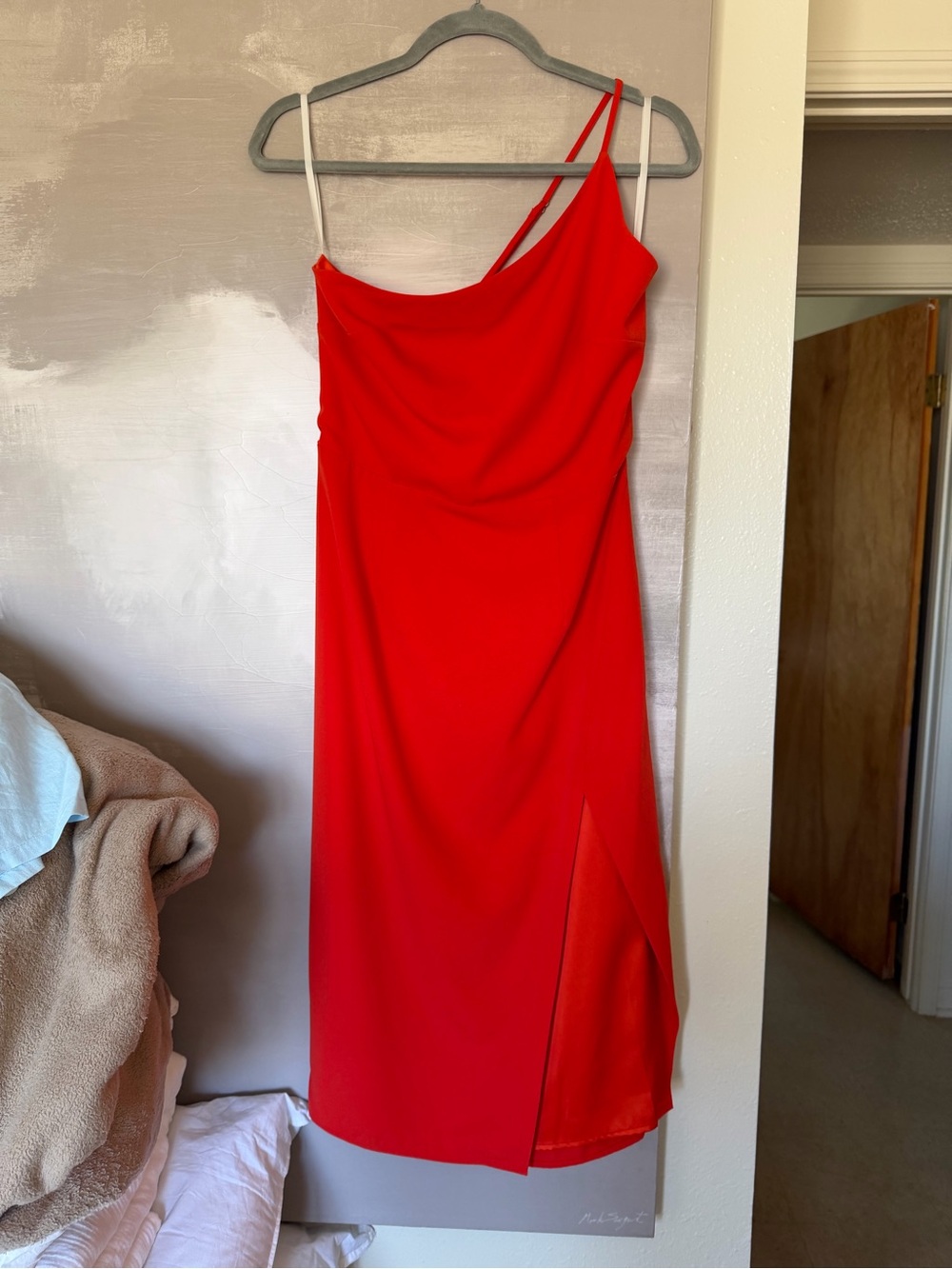 Lovers + Friends One-Shoulder Slip Dress with Slit
